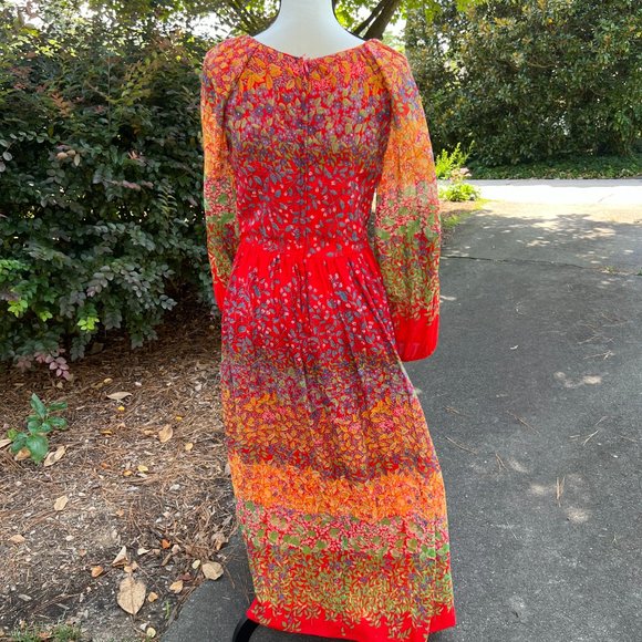 Vintage Lord & Taylor Floral Long Sleeve Maxi Dress - Picture 4 of 11